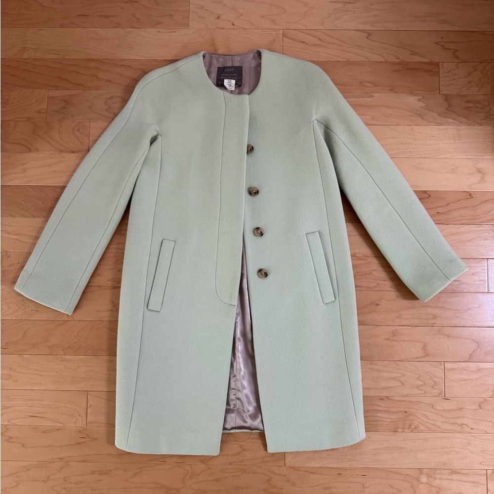 J. Crew Mint Green Double Cloth Wool Coat